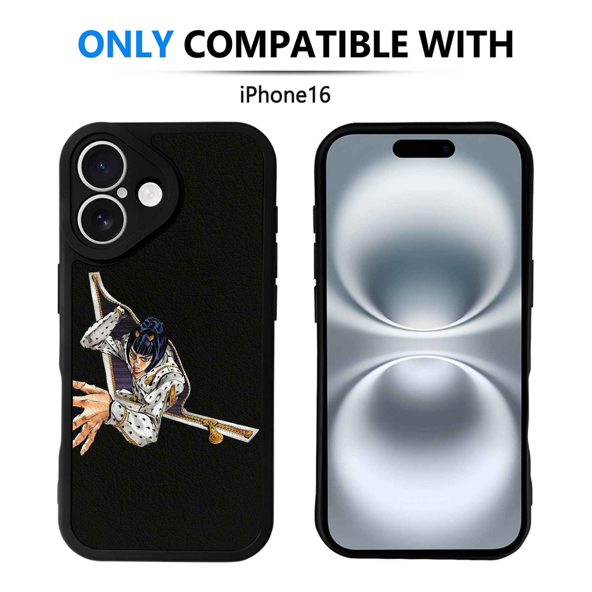 （画像用） ジョジョの奇妙な冒険 ブローノ?ブチャラティ JoJo's Bizarre Adventure Bruno Bucciarati 【iPhone 16シリーズ対応】シリコンスマホケース（レザー調） 材質：シリコン